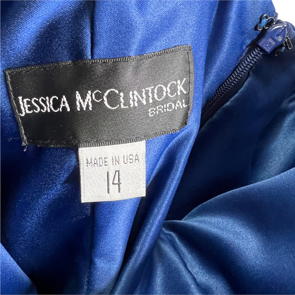 Jessica McClintock Women Maxi Bridal Dress Blue Strapless Prom‎ Gala Wedding 14 - Picture 10 of 11